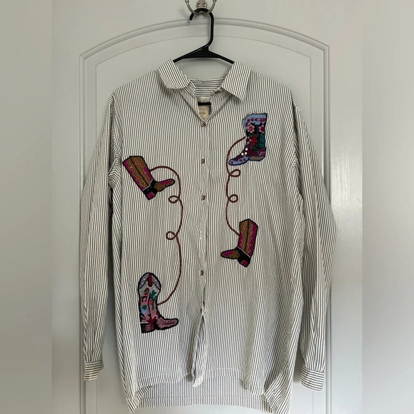 Vintage Bobbie Brooks Embroidered Western Cowboy Boots Button Up size L - Picture 1 of 15